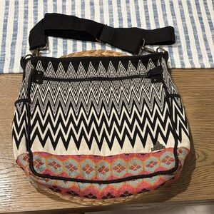 Prana Black and Multicolor Chevron Shoulder Bag